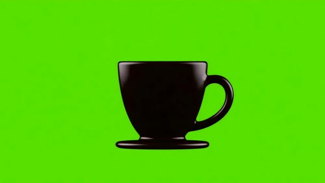 Coffee Cup Icon Animation Revealed by a Dark Liquid Splash in Slow Motion on Green Screen