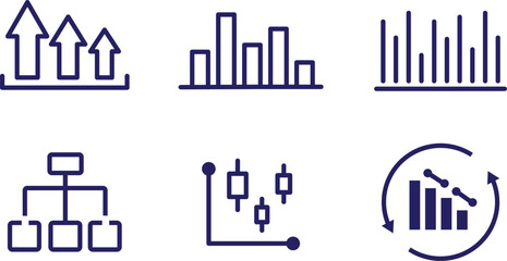 Obraz premium Graph and Chart icon set. Editable line icons. Vector illustration. for professional business dashboards and financial report layouts.