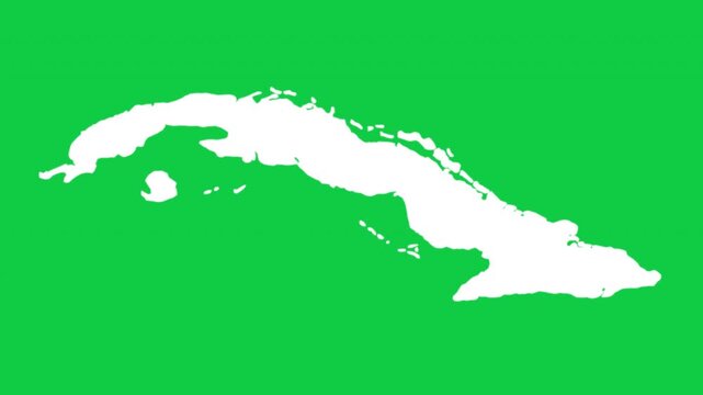 Cuba map pop animation with green background