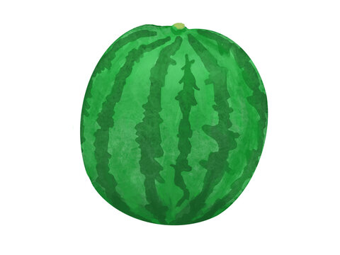 白バックにまるごと西瓜一個の果物イラスト