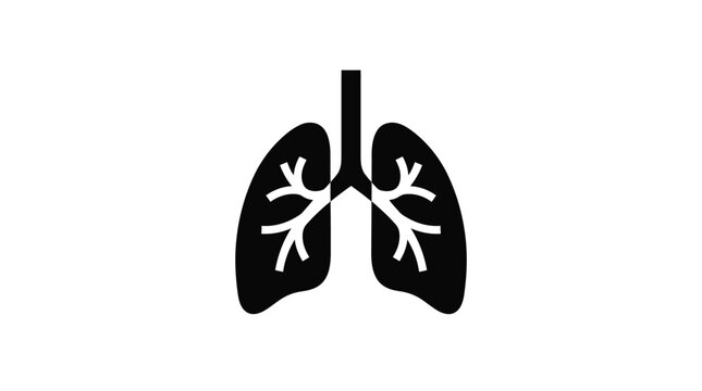Minimalist black and white human lungs vector illustration for medical science and biological health projects