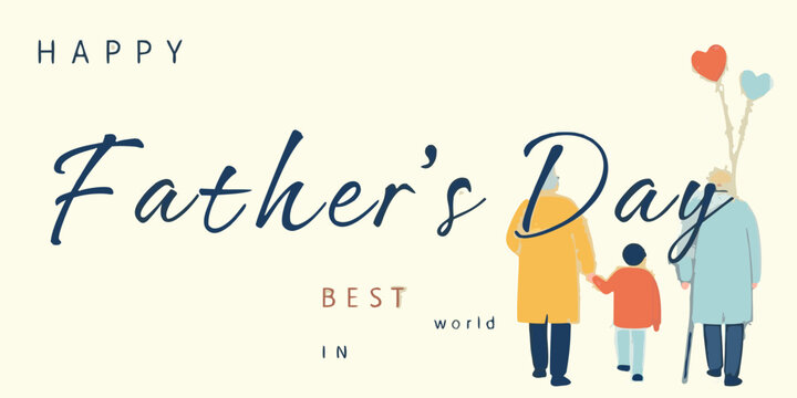 Father s Day Illustration With Family Figures And Calligraphy