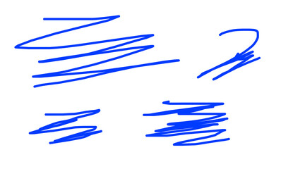 Fototapeta premium Blue scribbles on white background abstract drawing