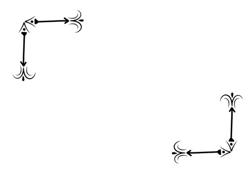 Vintage calligraphic arrow corner borders isolated on a white background