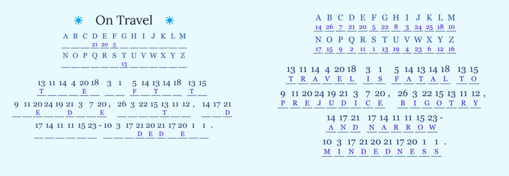 Cryptic crossword puzzle on travel with letters and numbers 