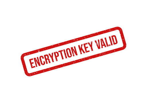 Encryption key valid stamp with red border and white text