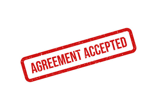 Red agreement accepted stamp on white background