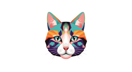 Fototapeta premium Vibrant Geometric Cat Face Pop Art Illustration