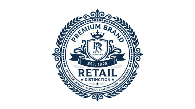 Premium Retail Brand Emblem Seal Est 1928 Authentic Quality Distinction