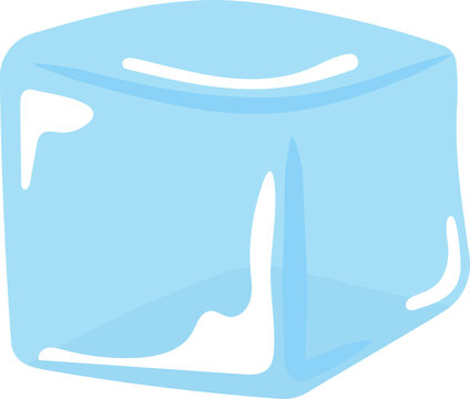 Cute Blue Ice Cube Illustration Isolated on Transparent Background