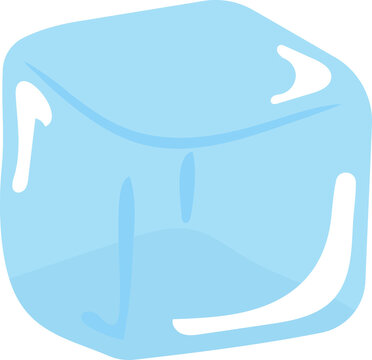 Cute Blue Ice Cube Illustration Isolated on Transparent Background