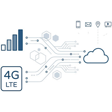 4g lte wireless network communication cloud data flow illustration with wireless