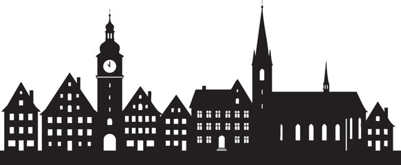Fototapeta premium Panaroma view of town silhouette