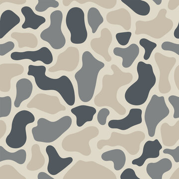 Old School Duck Hunting Camo Background, Vintage Slate Grey Marsh Camouflage Seamless Pattern Vector
