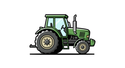 Naklejka premium Cartoon green tractor illustration farm vehicle side view