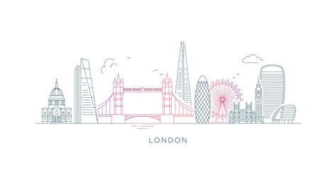 Minimal line art illustration of the London skyline © PUNEET