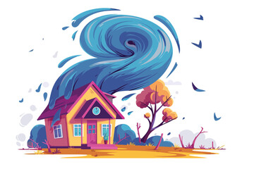 Obraz premium House in tornado isolated
