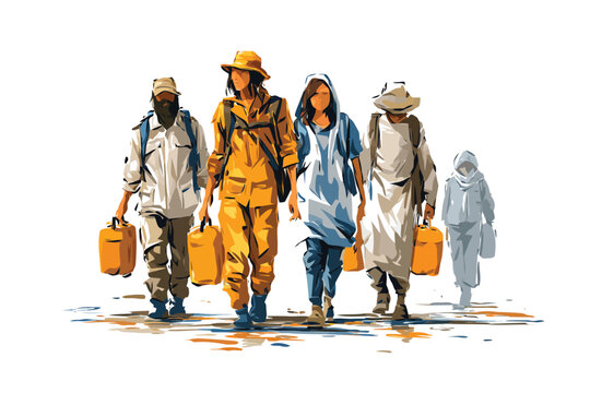 Humanitarian Aid Worker Helping War Refugees isolated