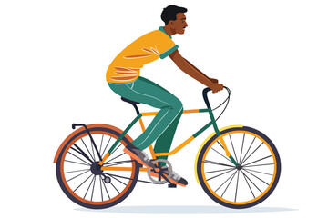 Naklejka premium indian man riding bycicle isolated