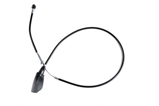 Motorcycle throttle oil pump splitter cable with black rubber housing top view.