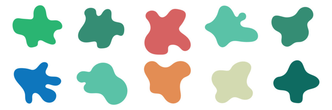 A collection of multiple black, irregular, organic circle shapes, suitable for modern graphic design elements and abstract backgrounds. black blob and liquid fluid organic shapes silhouette vector set