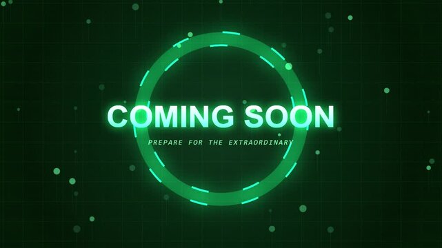 Futuristic green glowing circular logo reveal animation with particle effects