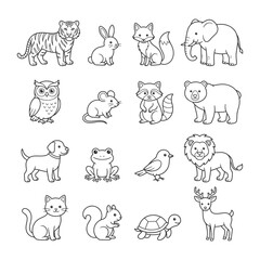 Obraz premium Wildlife Animal Line Art Vector Illustration