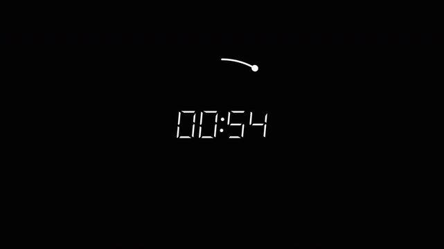 60 Second Circular Countdown Timer Animation with Digital Display for Broadcast Graphics, Video Production and Studio Countdown Screens