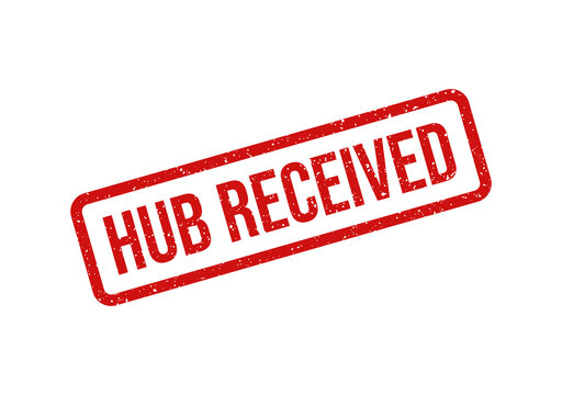 Red hub received stamp or label design