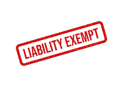 Red liability exempt stamp with bold text