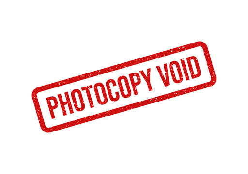 Red photocopy void stamp on transparent background
