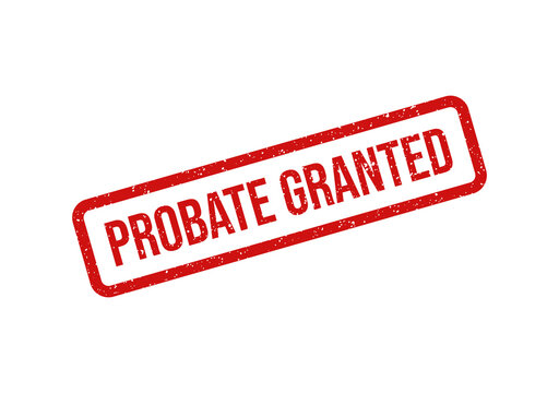 Red probate granted stamp on document