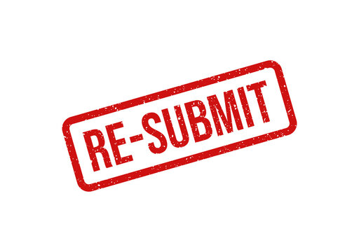 Red re submit stamp with bold white text