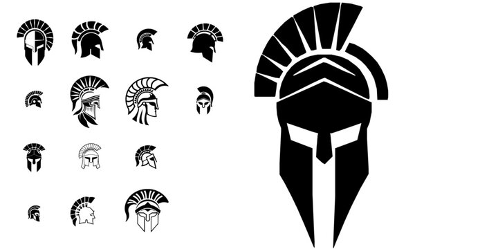 Athena Helmet Greek Mythology Icon - Minimal Black Flat Vector Symbol on Pure White Background with Clean Lines for Modern UI Design