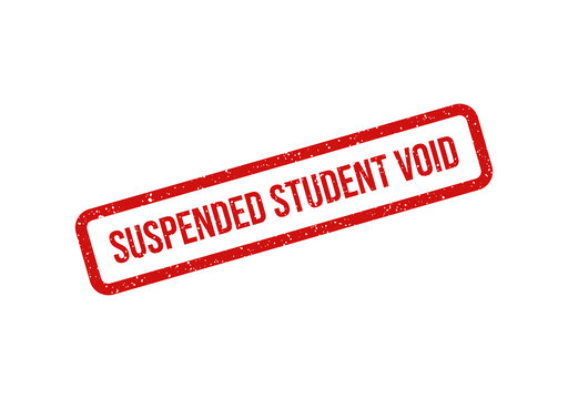 Red suspended student void stamp on white background