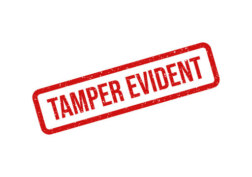 Red tamper evident security seal with warning text