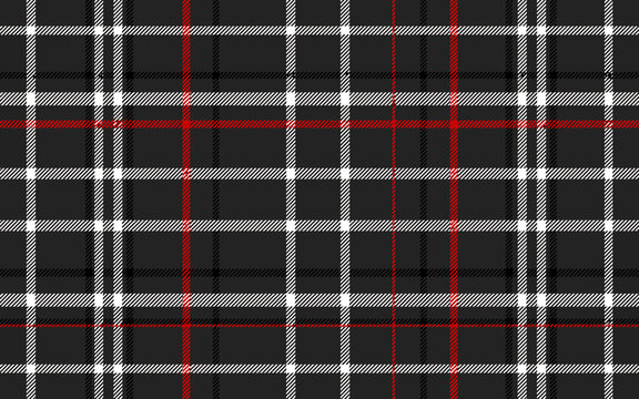 Seamless black and white and red plaid pattern texture
