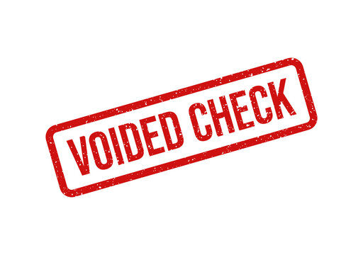 Red voided check stamp with bold text