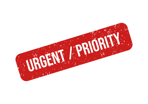 Urgent priority red stamp with distressed texture