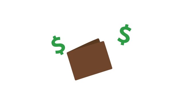 Dynamic animation featuring a wallet surrounded by dollar signs, symbolizing financial growth, income, and successful payments. Ideal for business presentations, economic explainer videos, budgeting,