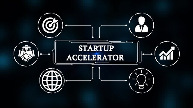 startup accelerator, Technology, Internet, business and network concept. 4k video animation 