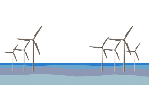 wind turbines farm in ocean