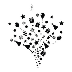 Party elements illustration vector graphic for celebration and holiday events. © FAROZON