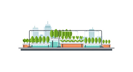 Naklejka premium Urban farming, vertical garden, city agriculture, sustainable food production, eco-friendly city