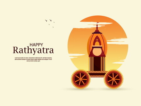 Illustration of Lord Jagannath, Balbhadra and Subhadra rathayatra ratha on the annual Indian festival celebration.