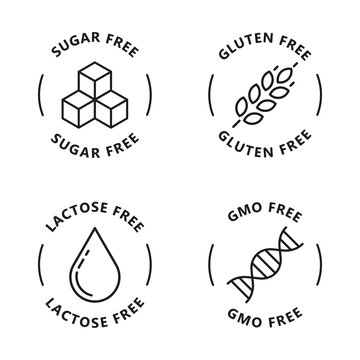 Food label set. Black color. White background.