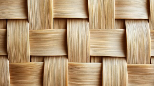 Natural bamboo strips pattern woven texture background with golden honey tones and organic grain perfect for eco-friendly web design materials