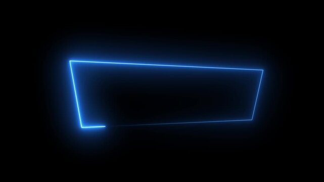 Glowing blue neon rectangular frame border animation on black background