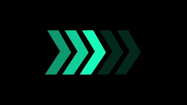 Neon green arrow loading animation loop, digital progress indicator for ui and ux