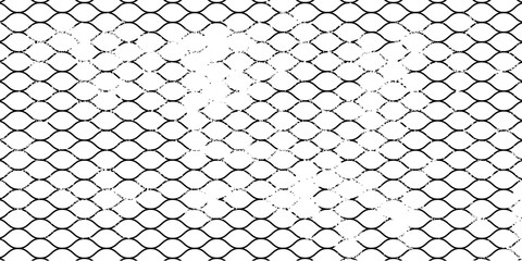 Fishing or soccer net. Repeated hexagon pattern. Black wired mesh texture isolated on white background. Metallic or fabric fence, cage or lattice structure. Vector graphic Illustration. © VektorCollection
